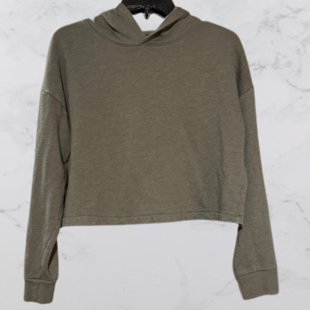 AERO Olive Green Cropped Hoodie Size S